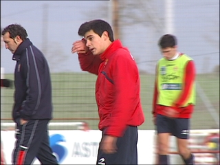 Sergio Álvarez durante el entrenamiento en Mareo