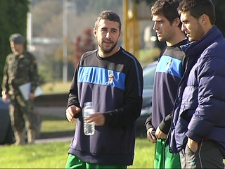 Pascual, en un entrenamiento del Vetusta.