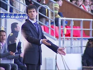 Pacheta, nuevo entrenador del real Oviedo, en su etapa como técnico del Numancia