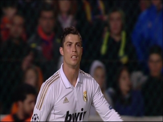 Cristiano, en un lance del partido ante el Apoel.