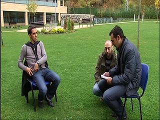 Alberto Contador y Benjamín Noval, antes de la entrevista