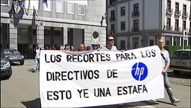 Concentración de los trabajadores de Hewlett-Packard en Asturias