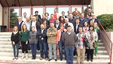 Alcaldes asturianos participantes en el acto contra la reforma local