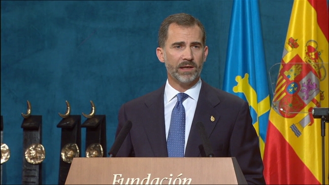 Momento del discurso del Rey Felipe VI durante los Premios Príncipe