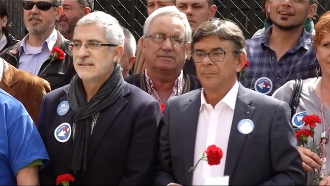 Roberto Sánchez Ramos y Gaspar Llamazares en la presentación de los candidatos de Oviedo