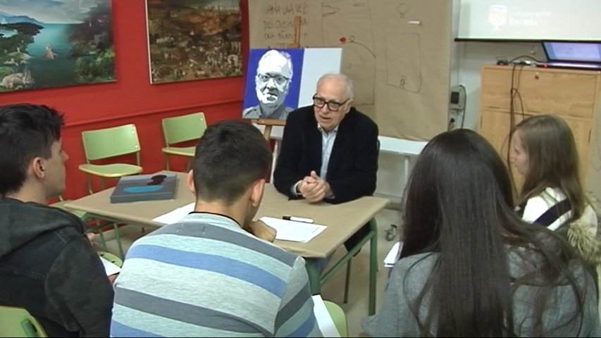 Charla con pintor en el instituto de Vegadeo