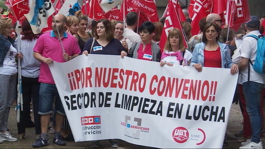 Trabajadores del sector de la limpieza de Asturias