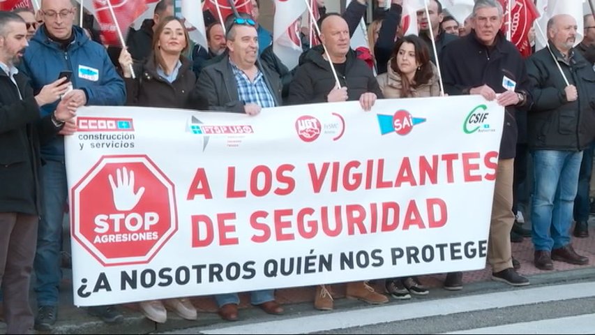 Protesta de los vigilantes privados en Oviedo