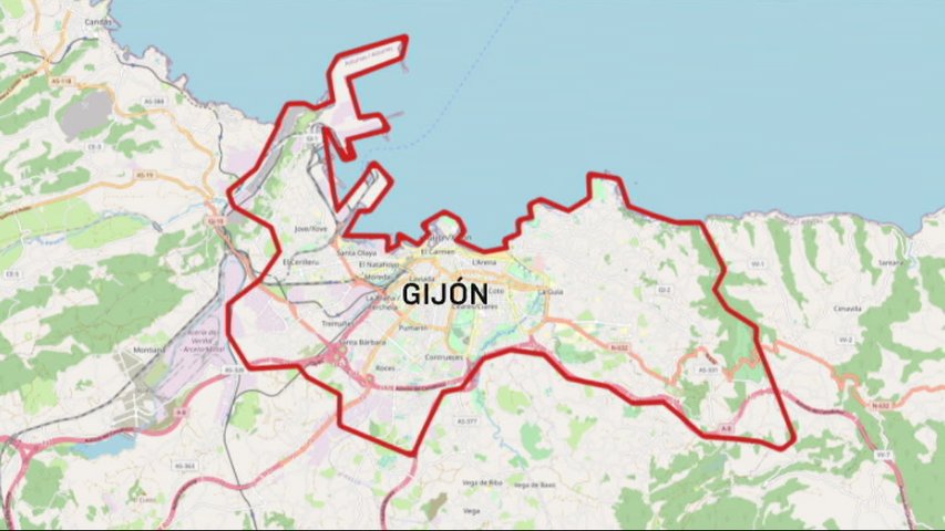 Cierre perimetral definido en mapa de Gijón 