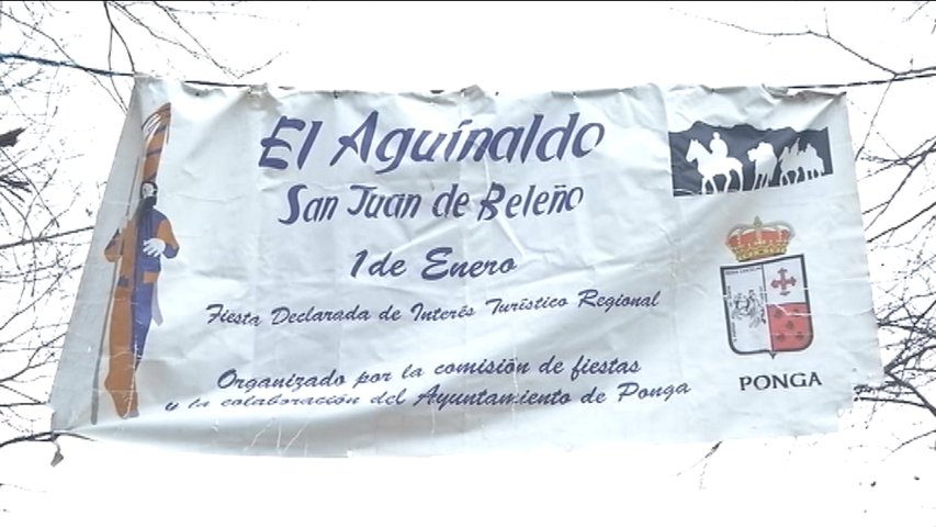 Pancarta de las fiestas de El Guirria y el Alguinaldo en Ponga